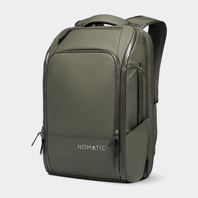 Nomatic Travel Pack 14L compact personal item backpack in olive - front view